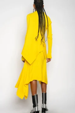 YELLOW DRAPED JUMPER IN MERINO KNIT