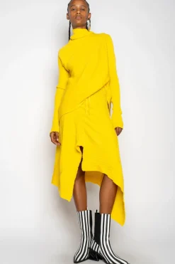 YELLOW DRAPED JUMPER IN MERINO KNIT