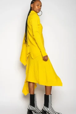 YELLOW DRAPED JUMPER IN MERINO KNIT