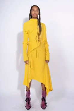 YELLOW DRAPED SKIRT