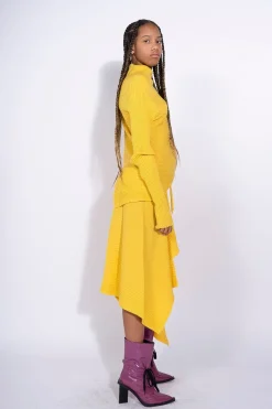 YELLOW DRAPED SKIRT