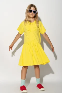 YELLOW GATHERED DRESS