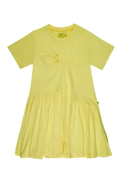 YELLOW GATHERED DRESS