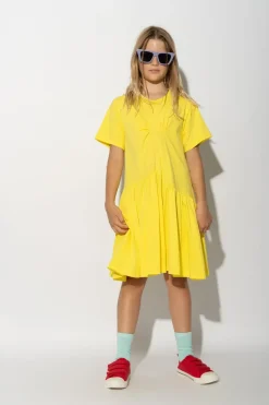 YELLOW GATHERED DRESS