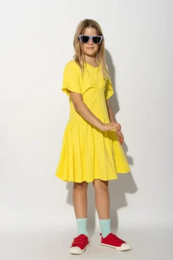 YELLOW GATHERED DRESS