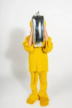 YELLOW MERINO KNIT TROUSERS