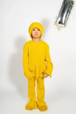 YELLOW MERINO KNIT TROUSERS