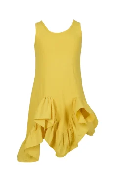 YELLOW SLEEVELESS FLOUNCE DRESS