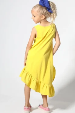 YELLOW SLEEVELESS FLOUNCE DRESS