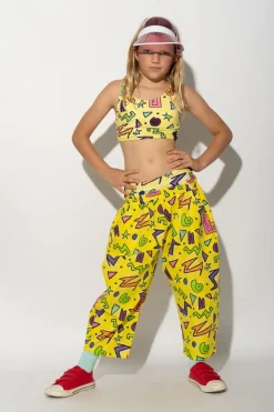 YELLOW SQUIGGLE PRINT BALLOON TROUSERS