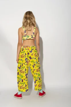 YELLOW SQUIGGLE PRINT BALLOON TROUSERS