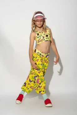 YELLOW SQUIGGLE PRINT BALLOON TROUSERS