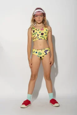 YELLOW SQUIGGLE PRINT BIKINI SET