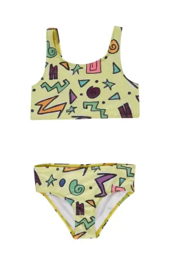 YELLOW SQUIGGLE PRINT BIKINI SET