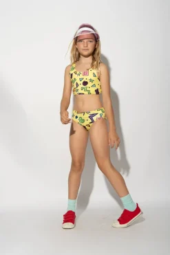YELLOW SQUIGGLE PRINT BIKINI SET