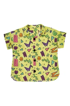 YELLOW SQUIGGLE PRINT SHORT SLEEVE SHIRT