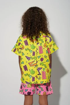 YELLOW SQUIGGLE PRINT SHORT SLEEVE SHIRT