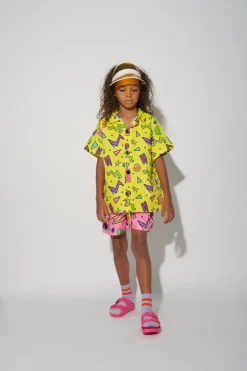 YELLOW SQUIGGLE PRINT SHORT SLEEVE SHIRT