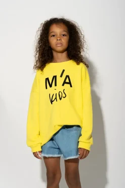 YELLOW SWEATSHIRT WITH EMBROIDERED LOGO