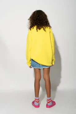 YELLOW SWEATSHIRT WITH EMBROIDERED LOGO