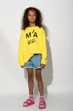 YELLOW SWEATSHIRT WITH EMBROIDERED LOGO