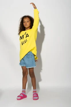 YELLOW SWEATSHIRT WITH EMBROIDERED LOGO
