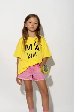 YELLOW T-SHIRT WITH EMBROIDERED LOGO