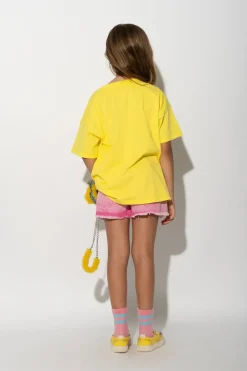 YELLOW T-SHIRT WITH EMBROIDERED LOGO