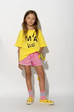 YELLOW T-SHIRT WITH EMBROIDERED LOGO