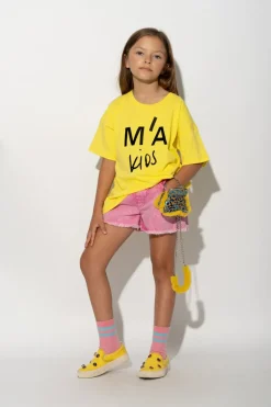 YELLOW T-SHIRT WITH EMBROIDERED LOGO