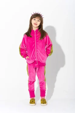 ZIP UP VELOUR JACKET WITH CONTRAST TAPE