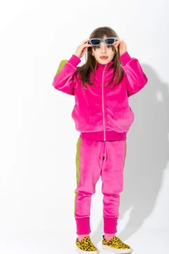 ZIP UP VELOUR JACKET WITH CONTRAST TAPE