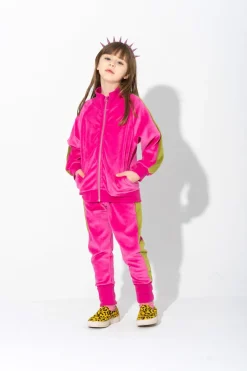 ZIP UP VELOUR JACKET WITH CONTRAST TAPE